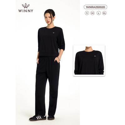 Bộ đồ nữ WINNY rayon spandex, Set đồ nữ co giãn thoáng mát quần dài tay dài thoải mái mặc nhà, đi chơi 1MNRA25002D