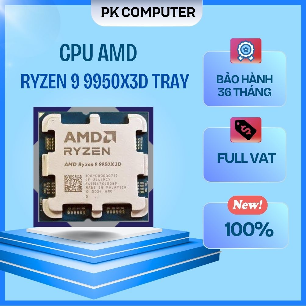 Bộ vi xử lý AMD Ryzen9 9950X3D / 4.3GHz Boost 5.7GHz / 16 nhân 32 luồng / 144MB / AM5 ( Full VAT ) (