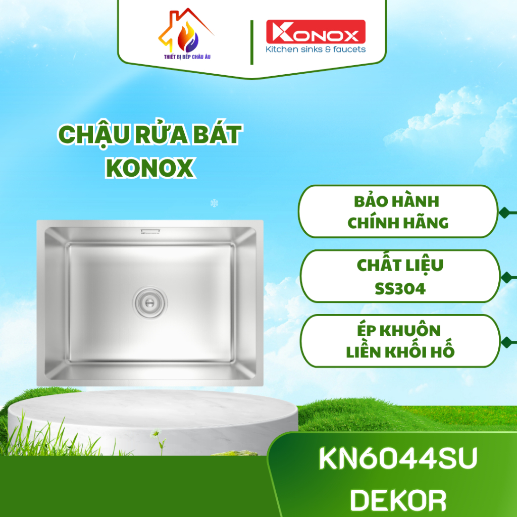 Chậu rửa bát 1 hố chống xước KN6044SU Dekor - Inox 304 Chống Trầy Xước