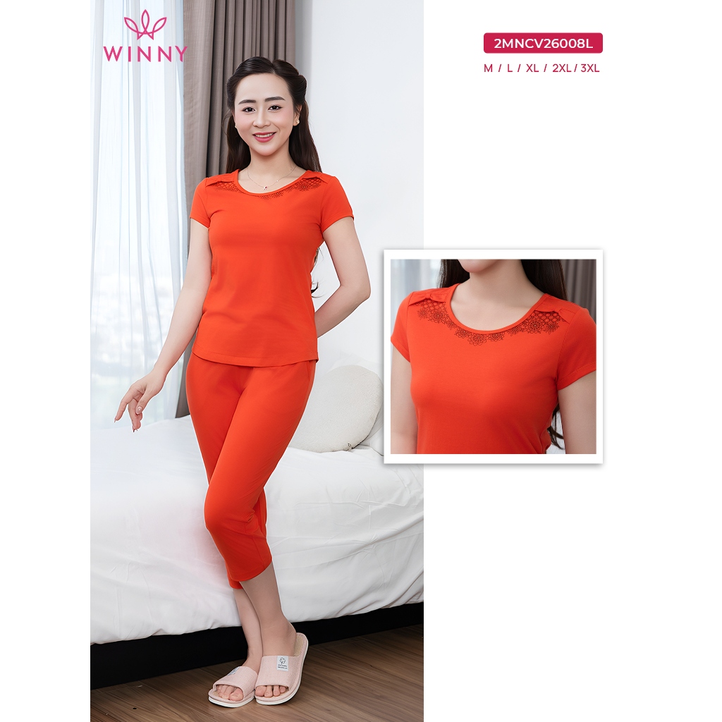 [XẢ KHO] Bộ mặc nhà Wonner by WINNY cotton CVC, Set đồ nữ thun co giãn xuân hè quần lửng tay cộc 2MN