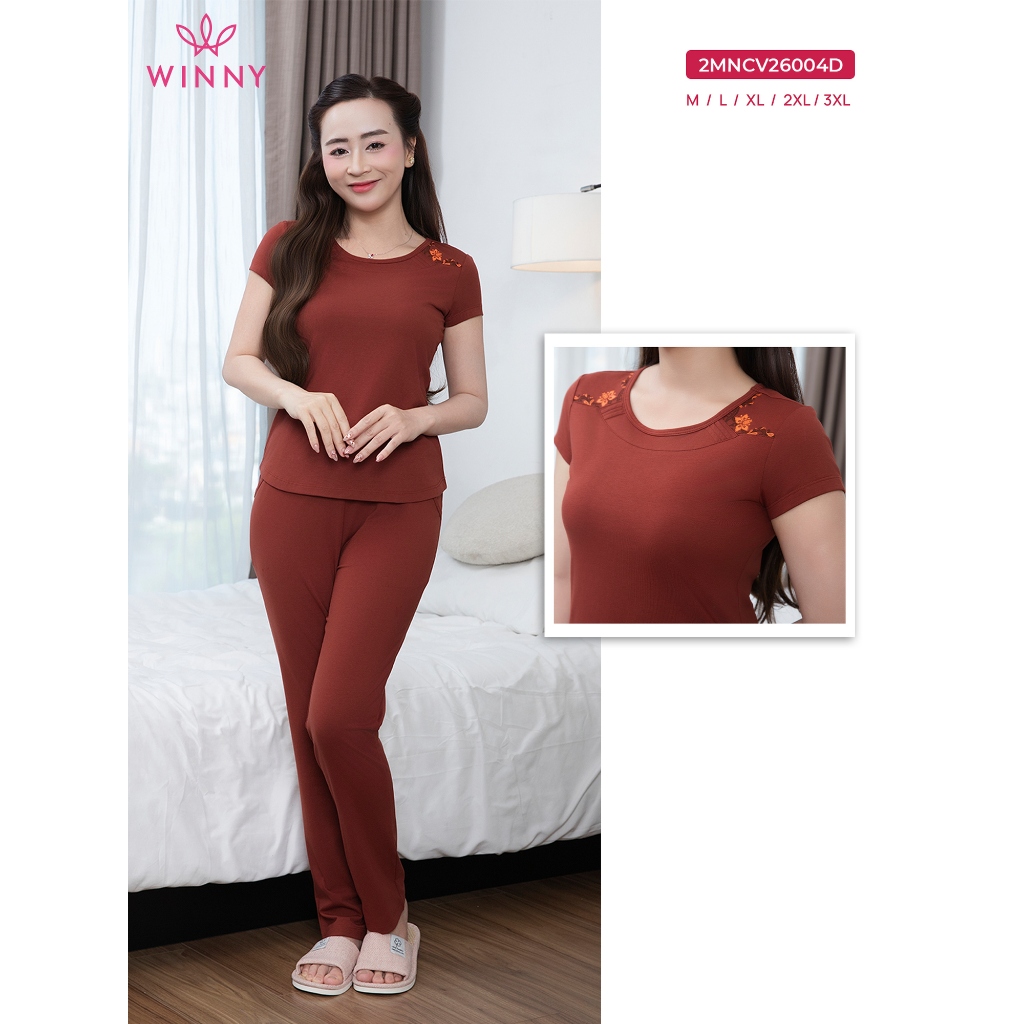 [XẢ KHO] Bộ mặc nhà Wonner by WINNY cotton CVC, Set đồ nữ thun co giãn xuân hè quần dài tay cộc 2MNC