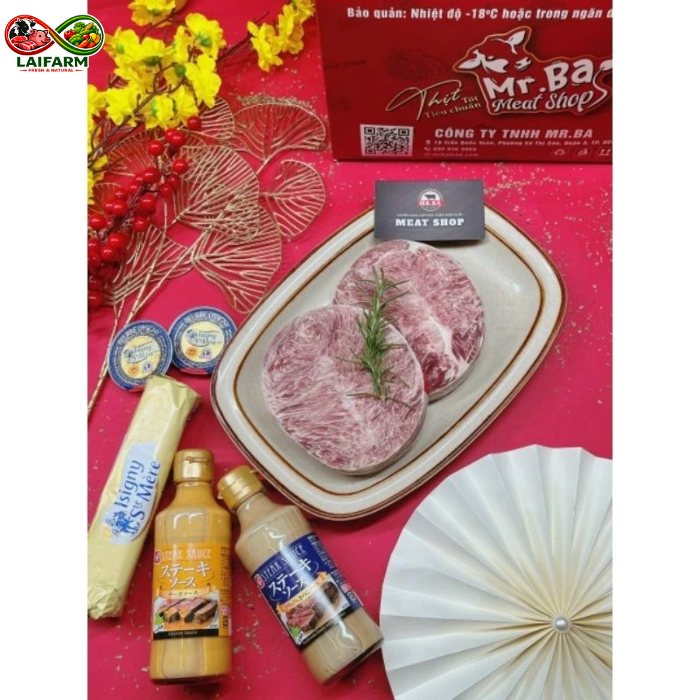 [Laifarm] [HỎA TỐC] LÕI VAI AUKOBE MIẾNG 190-210G| Steak, nướng,...