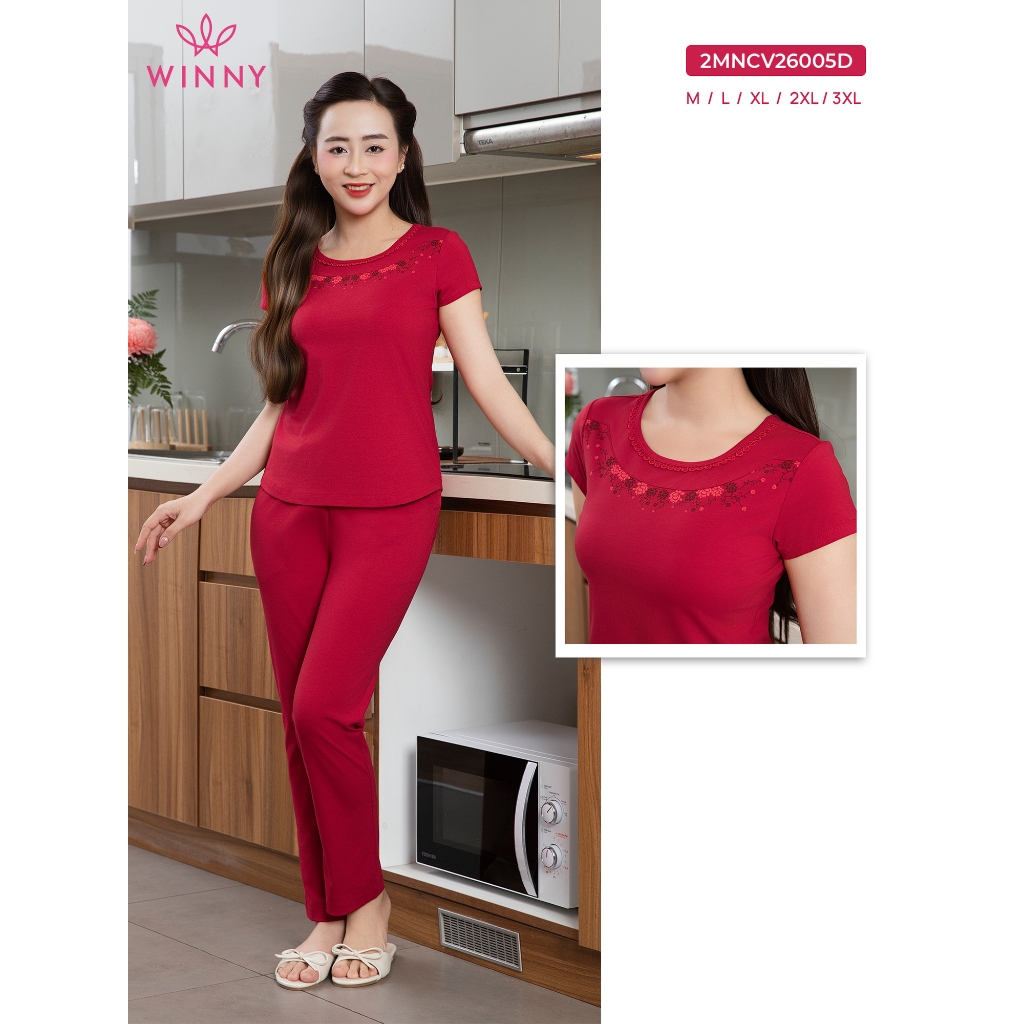 [XẢ KHO] Bộ mặc nhà WINNY dòng Wonner cotton CVC, Set đồ nữ thun co giãn xuân hè quần dài tay cộc 2M