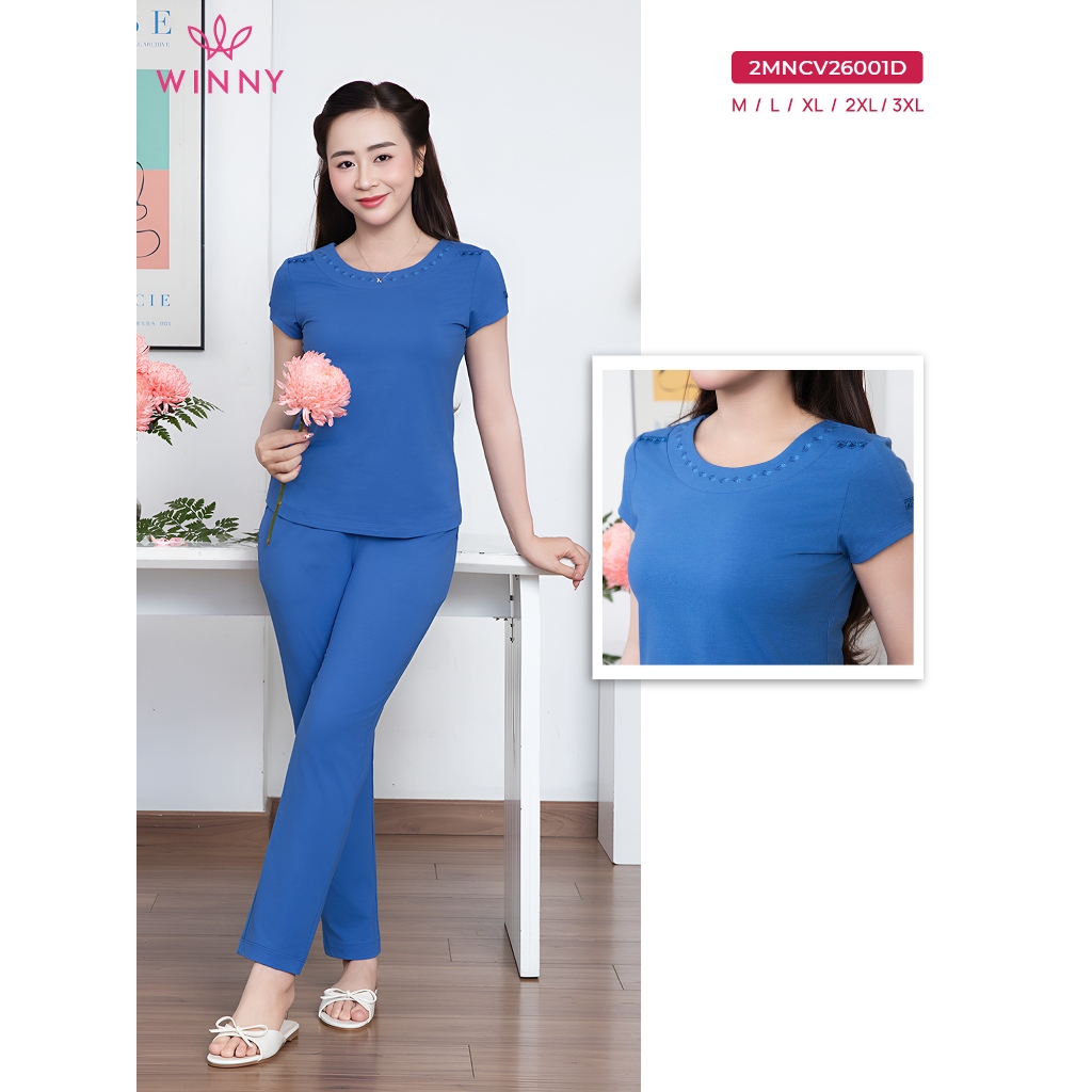 [XẢ KHO] Bộ mặc nhà Wonner by WINNY cotton CVC, Set đồ nữ thun co giãn xuân hè quần dài tay cộc 2MNC