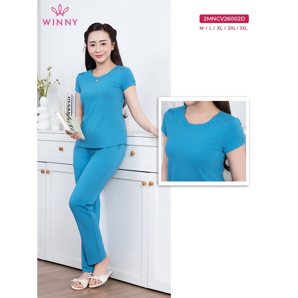 [XẢ KHO] Bộ mặc nhà Wonner by WINNY cotton CVC, Set đồ nữ thun co giãn xuân hè quần dài tay cộc 2MNC
