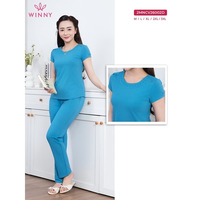 [XẢ KHO] Bộ mặc nhà Wonner by WINNY cotton CVC, Set đồ nữ thun co giãn xuân hè quần dài tay cộc 2MNCV26002D