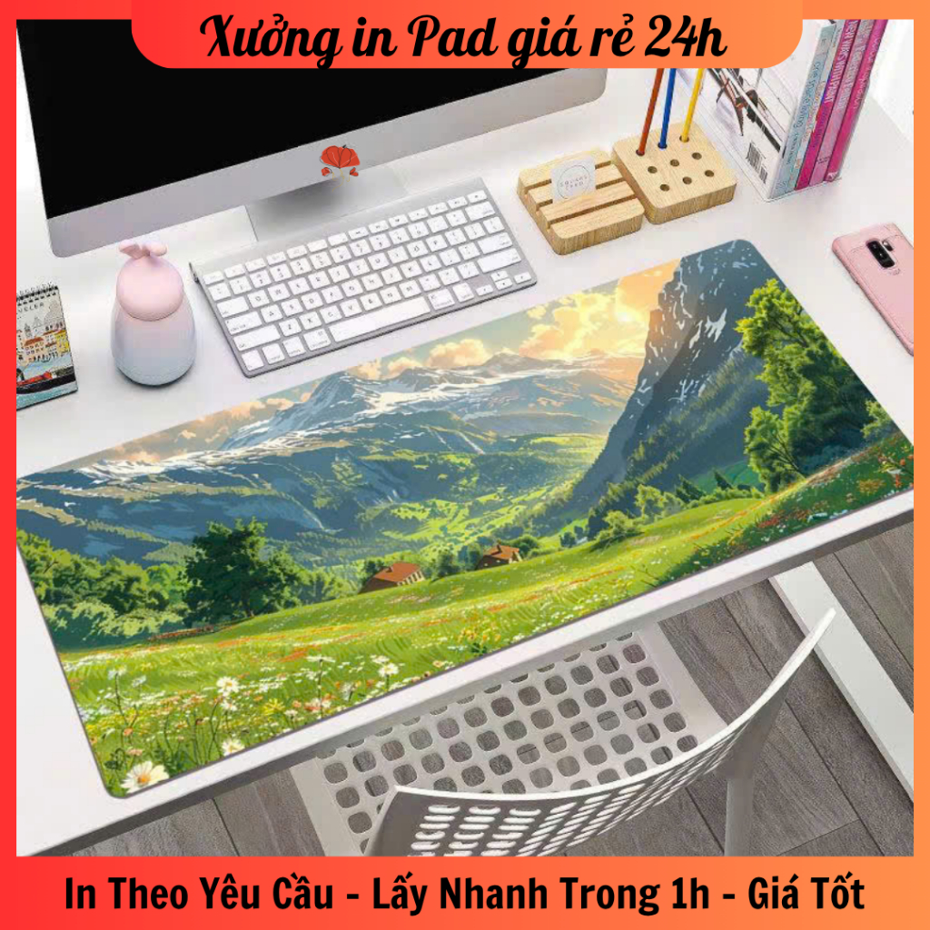 Lót chuột phong cảnh, đồng quê size vừa 60x30, 60x40, 70x30 - Lấy ngay - In theo yêu cầu - Hỏa tốc