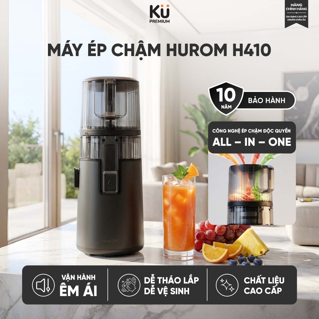 MÁY ÉP CHẬM HUROM H410 - Phân phối bởi Hurom Việt Nam - Bảo Hành Chính Hãng 10 Năm