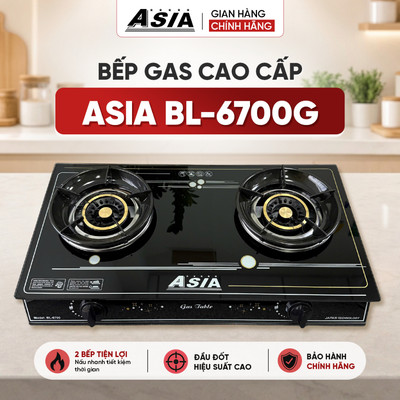 Bếp Gas Cao Cấp Mặt Kính ASIA BL-6300/6700G đầu đốt 2 vòng nhiệt có chế độ hâm BH 5 năm