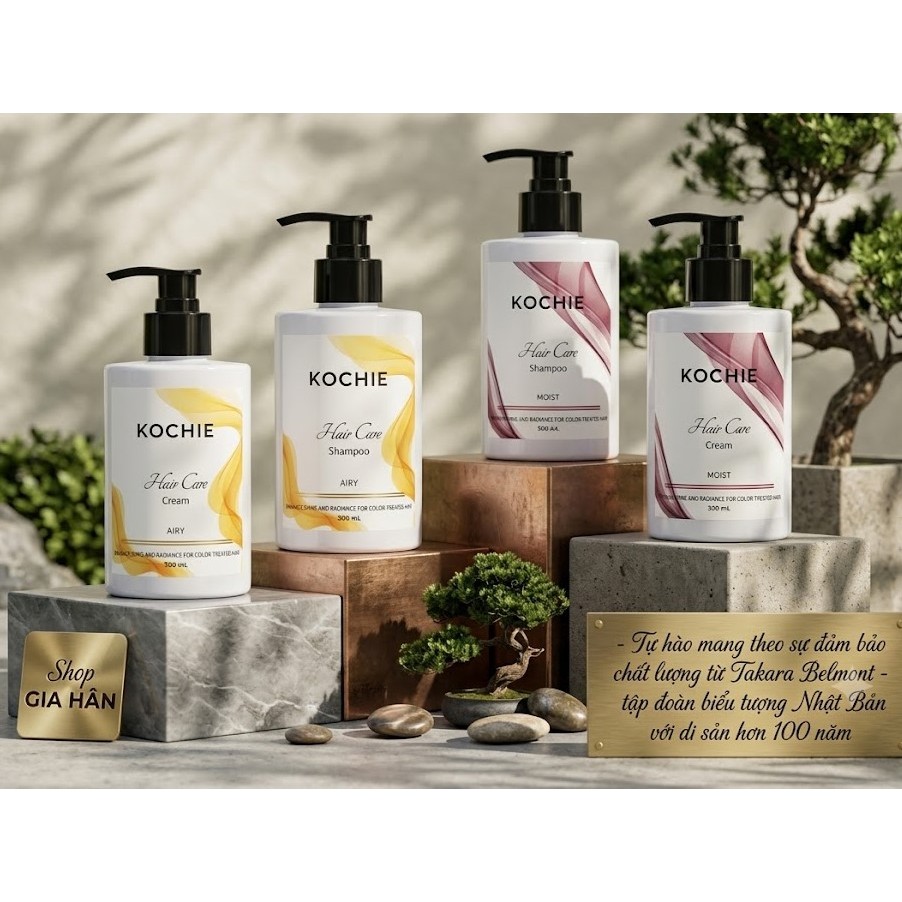 BỘ DẦU GỘI XẢ KOCHIE MOIST-KOCHIE AIRY CAO CẤP 300ML - TRẢI NGHIỆM CHĂM SÓC TÓC CHUẨN SALON NHẬT BẢN