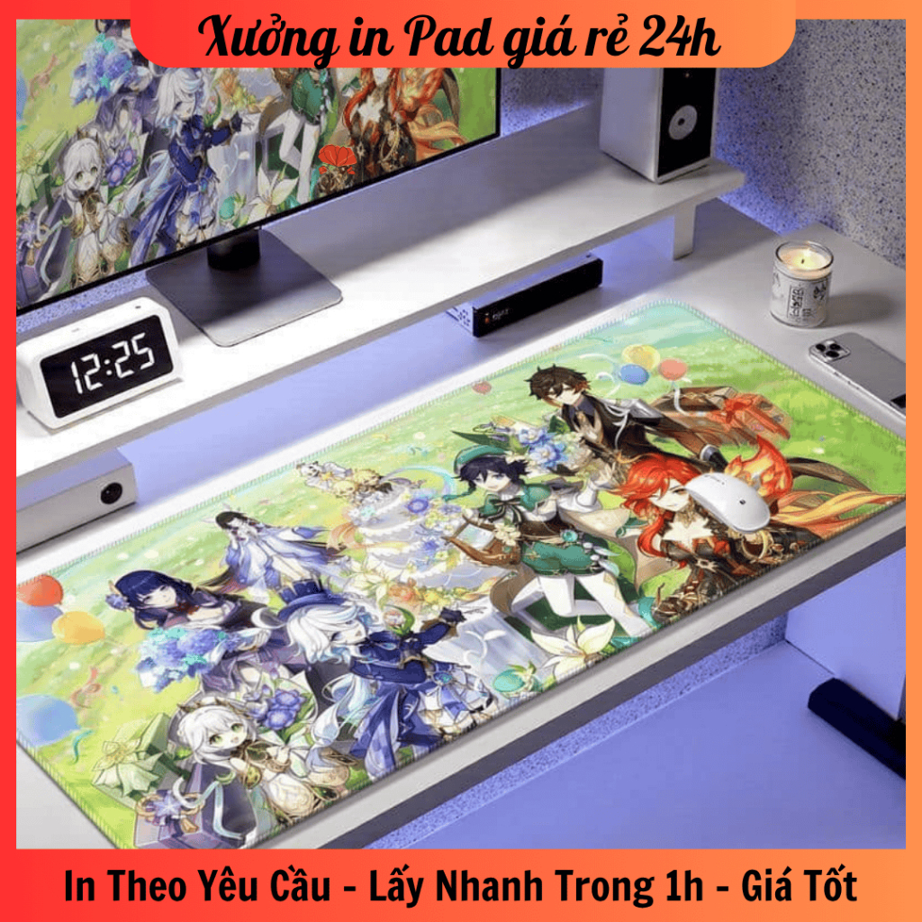 Lót chuột Genshin Impact, Gaming, Anime size 21x26, 30x25, 30x35, 40x45 - In hình theo yêu cầu - Hỏa