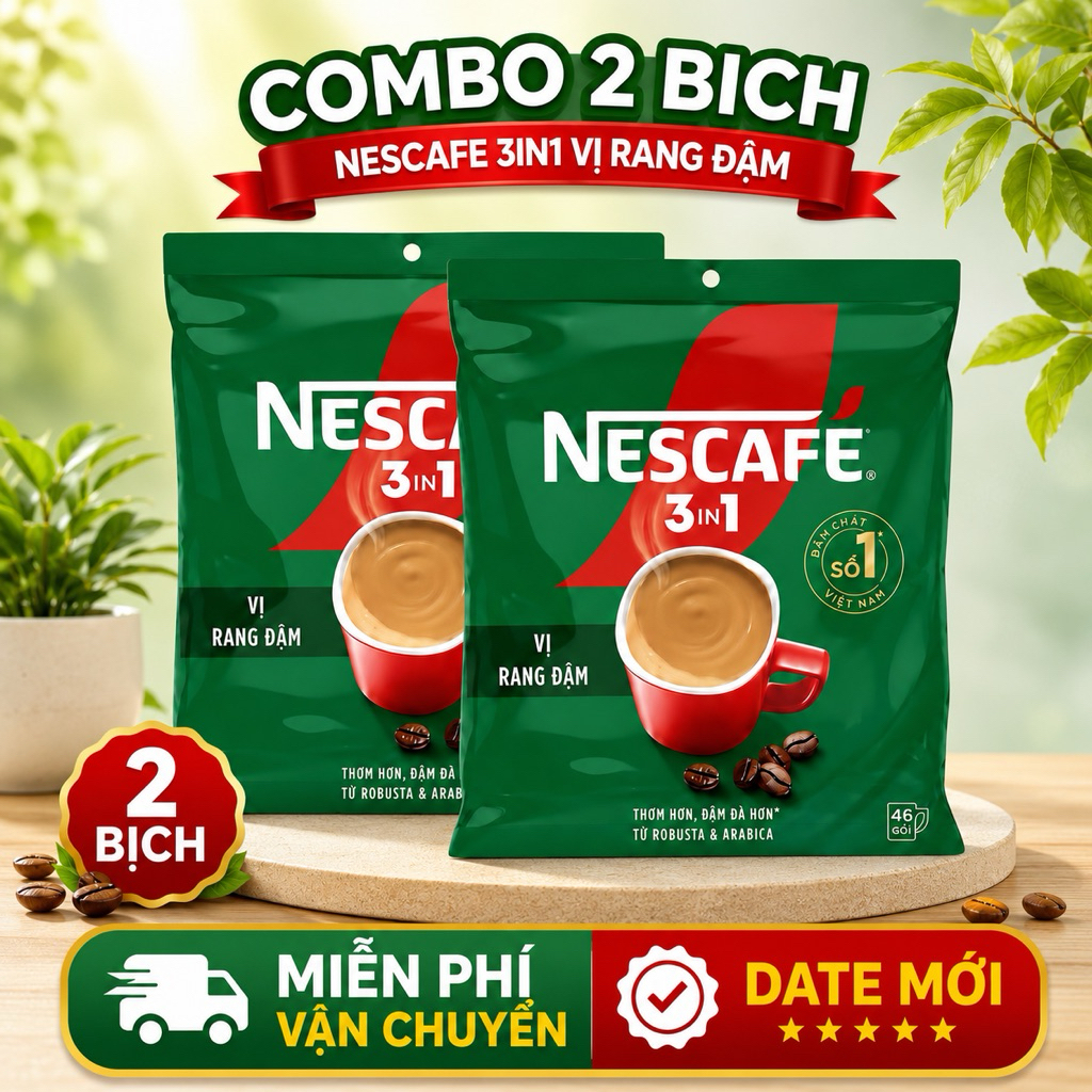 Combo 2 Bịch Nescafe Sữa Xanh Rang Đậm Vị Thơm Ngon Đậm Vị (DATE MỚI)