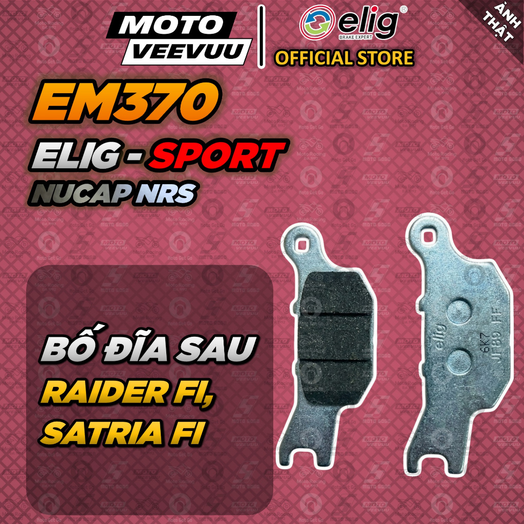 [MTVV] Bố thắng má phanh dĩa ELIG SPORTS EM370 NUCAP NRS Dùng cho Satria 150 FI (Sau), Raider 150 FI