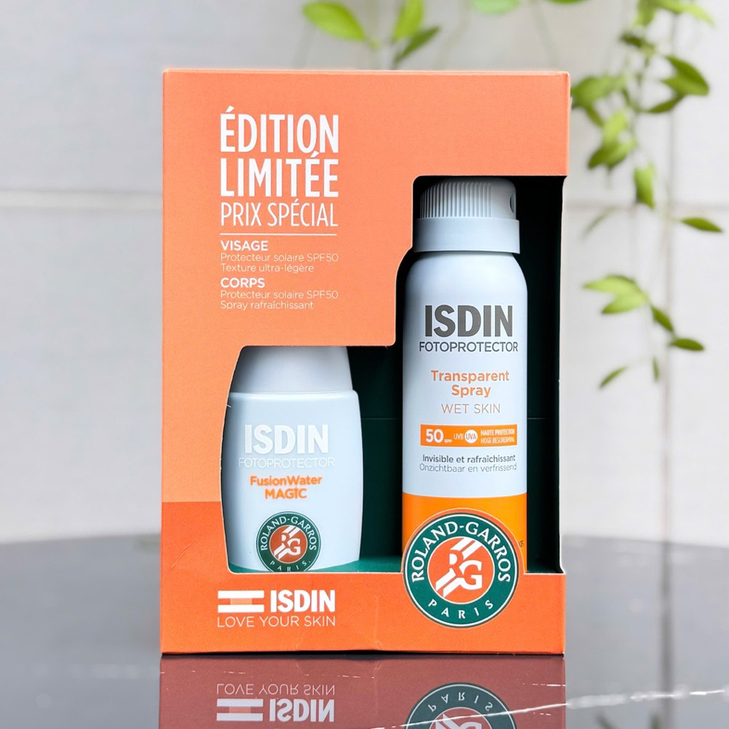 Bộ Chống Nắng Kiềm Dầu ISDIN Fusion Water Magic SPF50 + Transparent Spray SPF50 – Bảo vệ mặt & body
