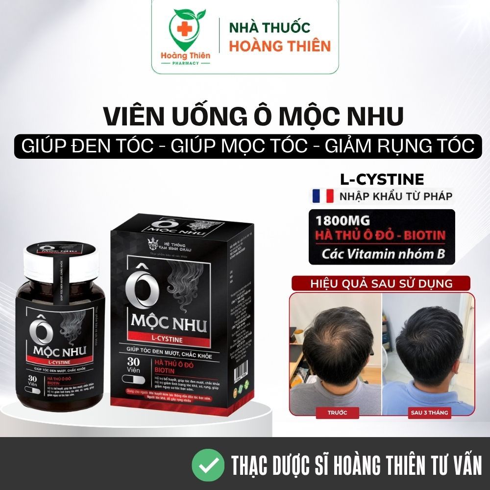 VIÊN ĐẸP TÓC LÀM ĐEN TÓC Ô MỘC NHU L CYSTINE NHẬP KHẨU PHÁP - Giúp Mọc Tóc, Đen Tóc, Giảm giảm tóc