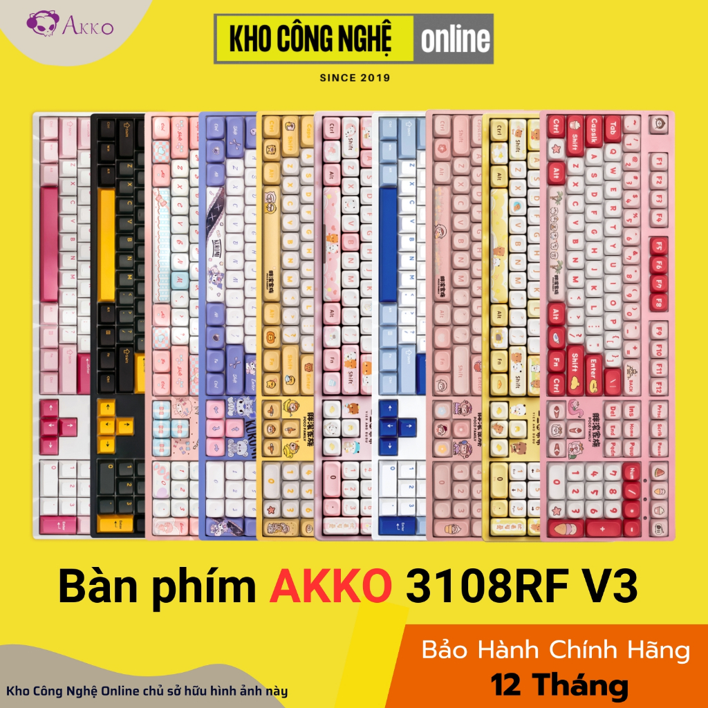 Bàn Phím Cơ Không Dây AKKO 3108RF V3 Prunus Lannesiana / Black & Gold / Glacier - Hàng Chính Hãng