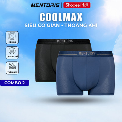 COMBO 2 Quần Lót Boxer Nam MENTORIS, Quần Sịp Đùi Vải Thun Lạnh, Co Giãn, Thoáng Khí CB2.MIBX25A008