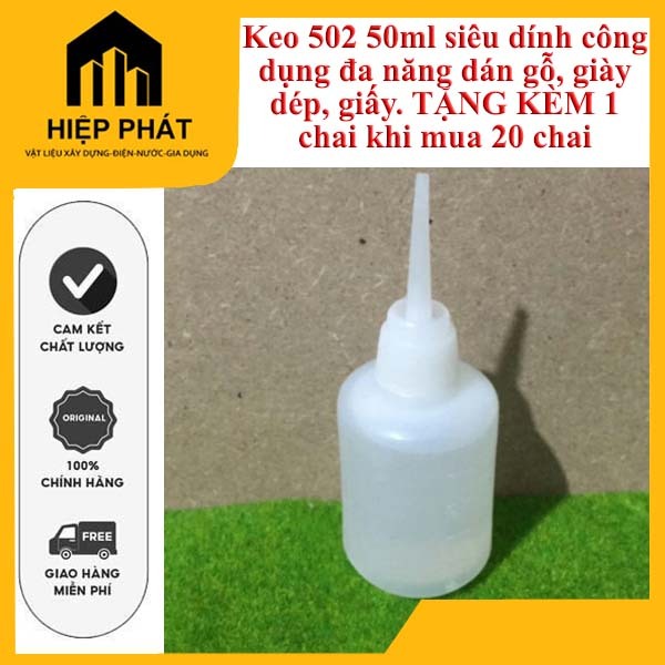 Combo 10 chai keo dán sắt 502 loại 50g, Keo 502 Siêu Dính 50ml Đa Năng – Dán Gỗ, Giày Dép, Giấy, Nhự