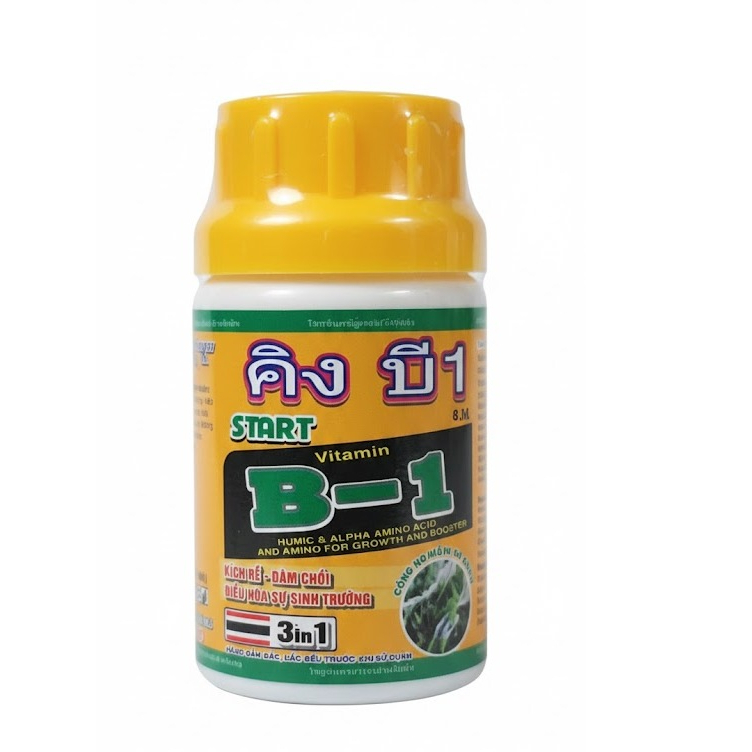 lọ Vitamin B1,b1 thái màu da cam, giúp kích rễ tạo mầm cho cây, cây sinh trưởng tốt.