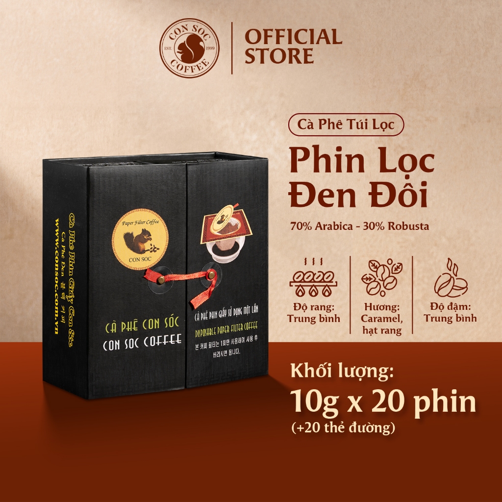 Cà phê Con Sóc Phin Lọc Đen Đôi