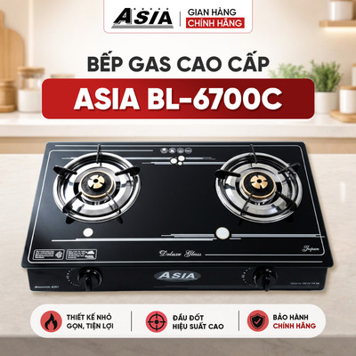 Bếp gas cao cấp ASIA BL-6700C lửa xanh tiết kiệm gas, bếp ga dương kính bảo hành chính hãng 3 năm