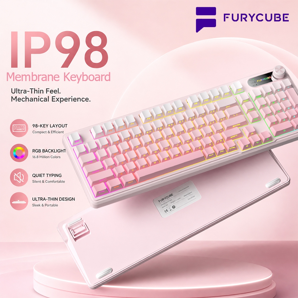 Bàn Phím Gaming FURYCUBE IP98 PRO 98 Phím – RGB, 2.4G/Bluetooth/Type-C, Gõ Êm, Văn Phòng & Game