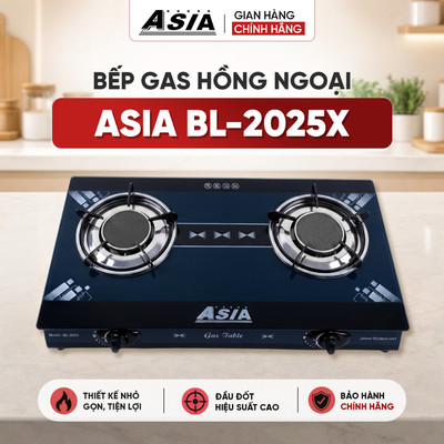 Bếp gas hồng ngoại ASIA BL-2025X, bếp ga đôi mẫu mới 2025 tiết kiệm gas, đầu đốt gốm 100mm