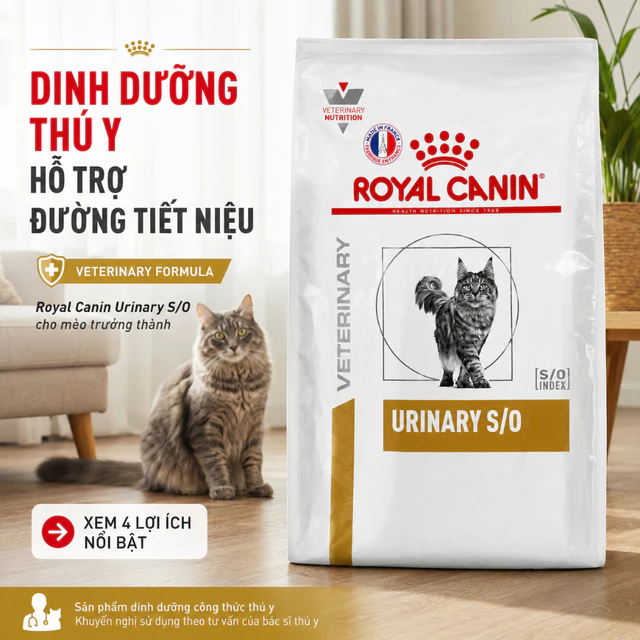 [400g - 1kg - 1.5kg] Thức ăn mèo bệnh sỏi thận Urinary S/O Royal canin