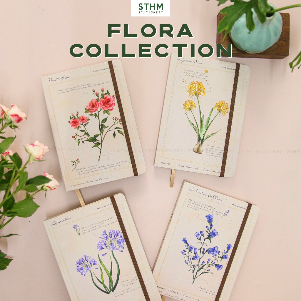 [STHM Cần Thơ]-Sổ tay in tranh Flora collection STHM stationery bìa cứng 160 trang,Sổ tay ghi chép g