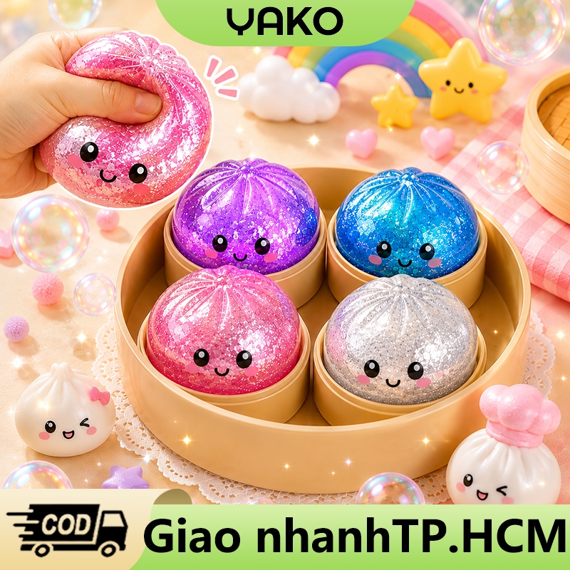 YAKO Đồ Chơi Bánh Bao Bánh Bao Squishy Chậm Đàn Hồi Đồ Chơi Có Hấp Để Giảm Căng Thẳng Vật liệu an toàn