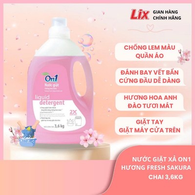 Nước giặt xả On1 chống lem màu hương Fresh Sakura 3.3Kg N6402 sạch khuẩn, khử mùi, kết hợp giặt xả 2 trong 1