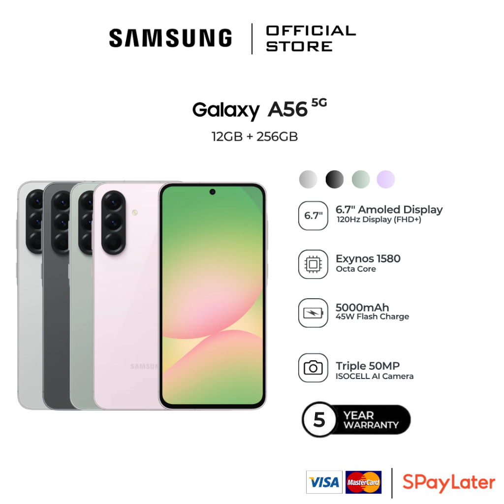 Điện Thoại Samsung Galaxy A56 5G 12GB+256GB Màn Hình 6.7" FHD+ Super AMOLED Chính Hãng