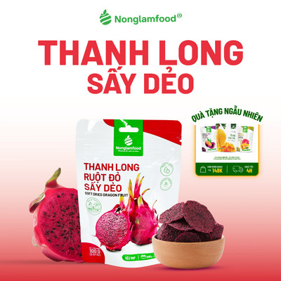 Thanh Long Sấy Dẻo Ruột Đỏ Không Đường NONGLAMFOOD Loại 1 Chuẩn Xuất Khẩu Ăn Vặt Healthy Túi 100g