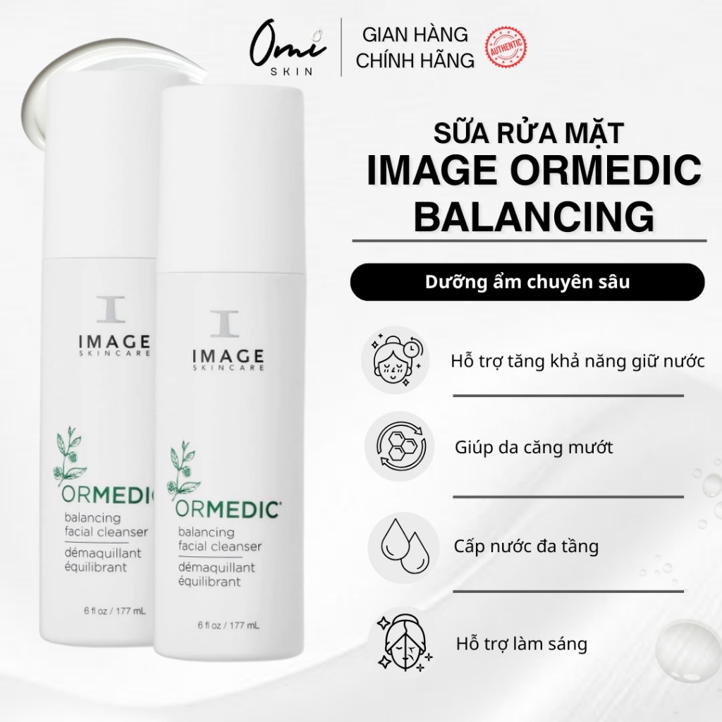 Sữa rửa mặt IMAGE Skincare ORMEDIC Balancing Facial Cleanser làm sạch sâu