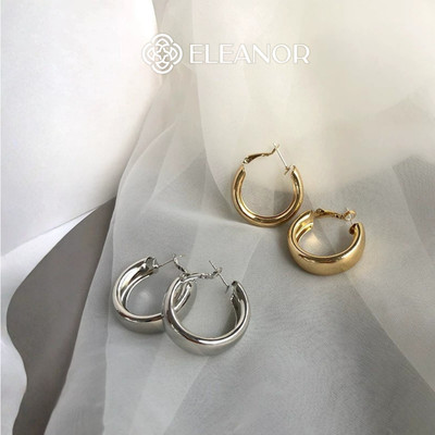 Bông tai nữ chuôi bạc 925 Eleanor Accessories khuyên tròn bản to phụ kiện trang sức khuyên tai 12169