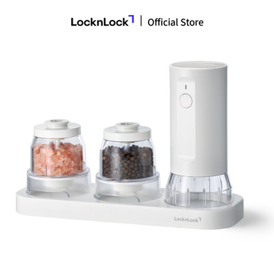 Bộ Máy Xay Muối & Tiêu Cốc Đôi LocknLock 1 Chạm CKO119WHT