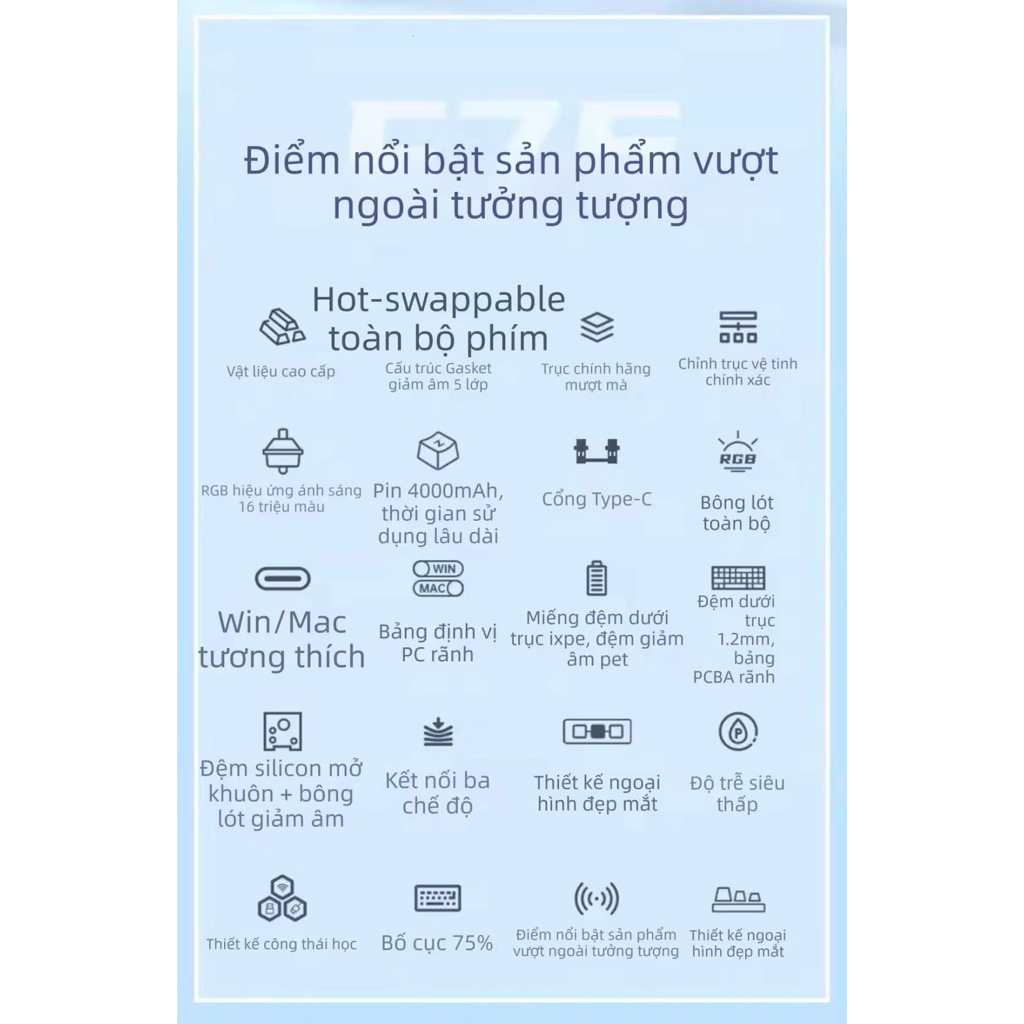 Bàn phím cơ AULA F75 | BigBuy360 - bigbuy360.vn