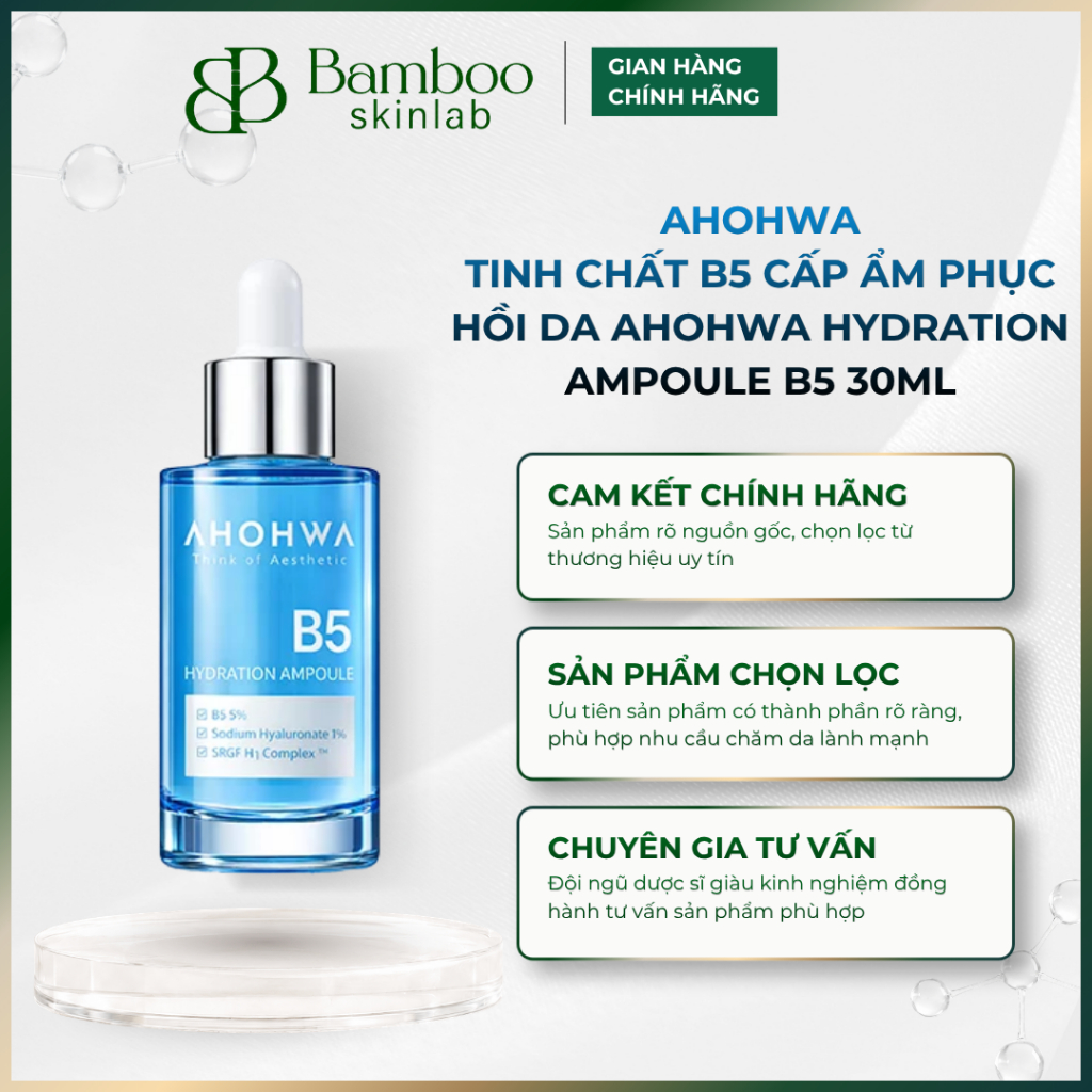[CHÍNH HÃNG] Tinh chất B5 cấp ẩm phục hồi da AHOHWA Hydration Ampoule B5 30ml