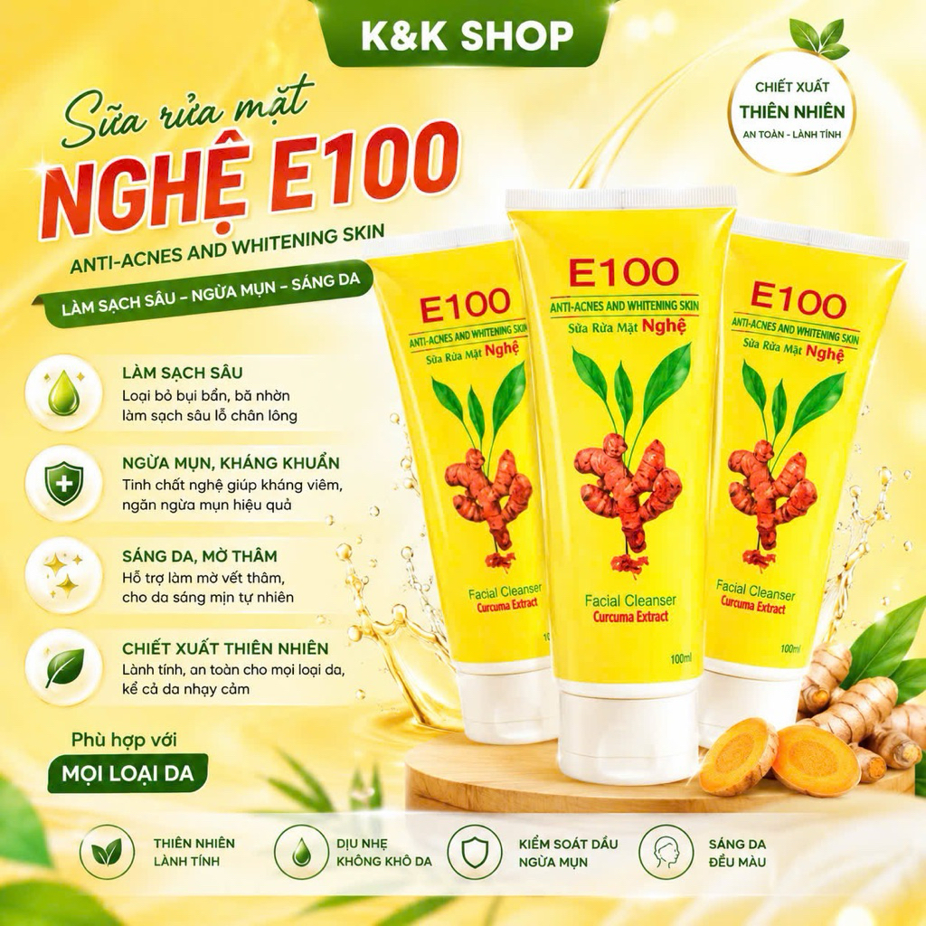 Sữa rửa mặt E100 nghệ chính hãng ( tuýp lớn)