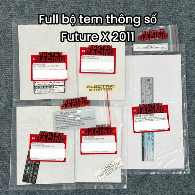 Full bộ tem thông số Future X 2011 Fi ( 7 tem ).