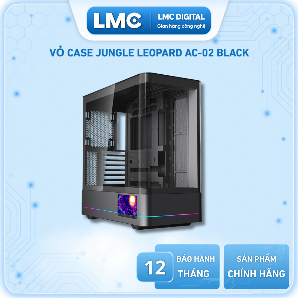 Vỏ Case Jungle Leopard AC-02 ( ATX - Kính cong - Màn LCD )
