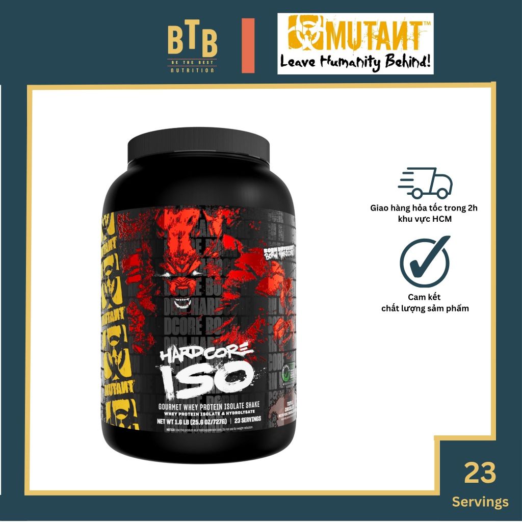 Bột đạm Mutant Hardcore Iso Surge 1.6lbs (23 lần dùng) hỗ trợ tăng cơ vị cực ngon