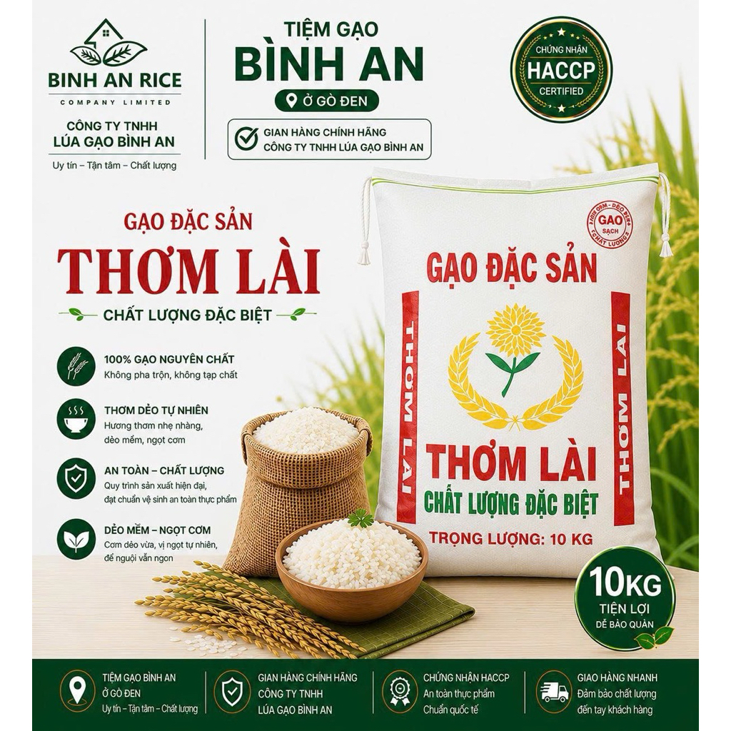 Gạo Thơm Lài 10kg - Gạo giá rẻ cho mọi nhà-Gạo thơm lài Bình An