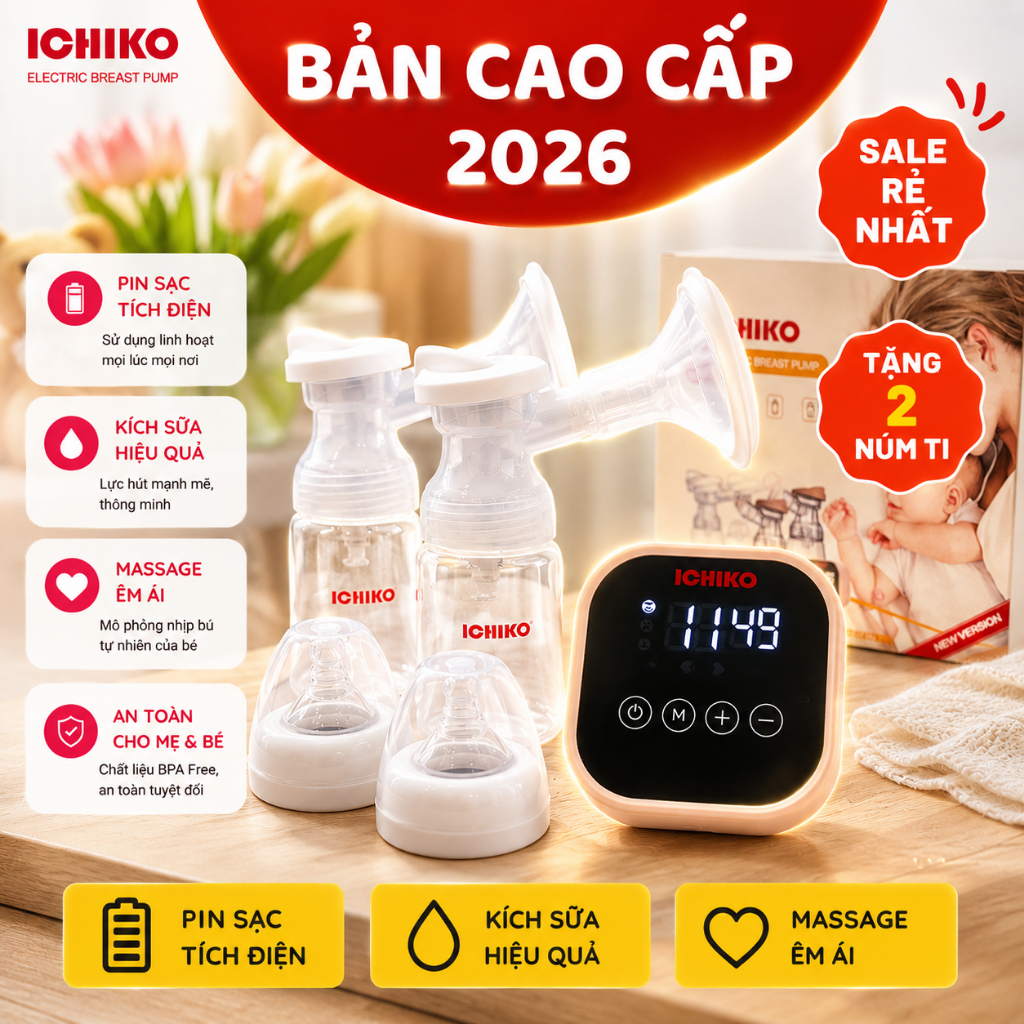 Máy Hút Sữa Ichiko - Máy Hút Sữa Điện Đôi Có Màn Hình Hiển Thị