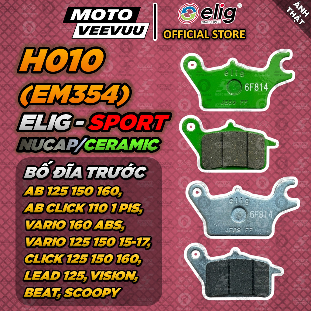 [MTVV] Bố thắng dĩa, má phanh dĩa ELIG SPORTS NUCAP NRS CERAMIC XANH H010 EM354 AB VARIO CLICK VISIO