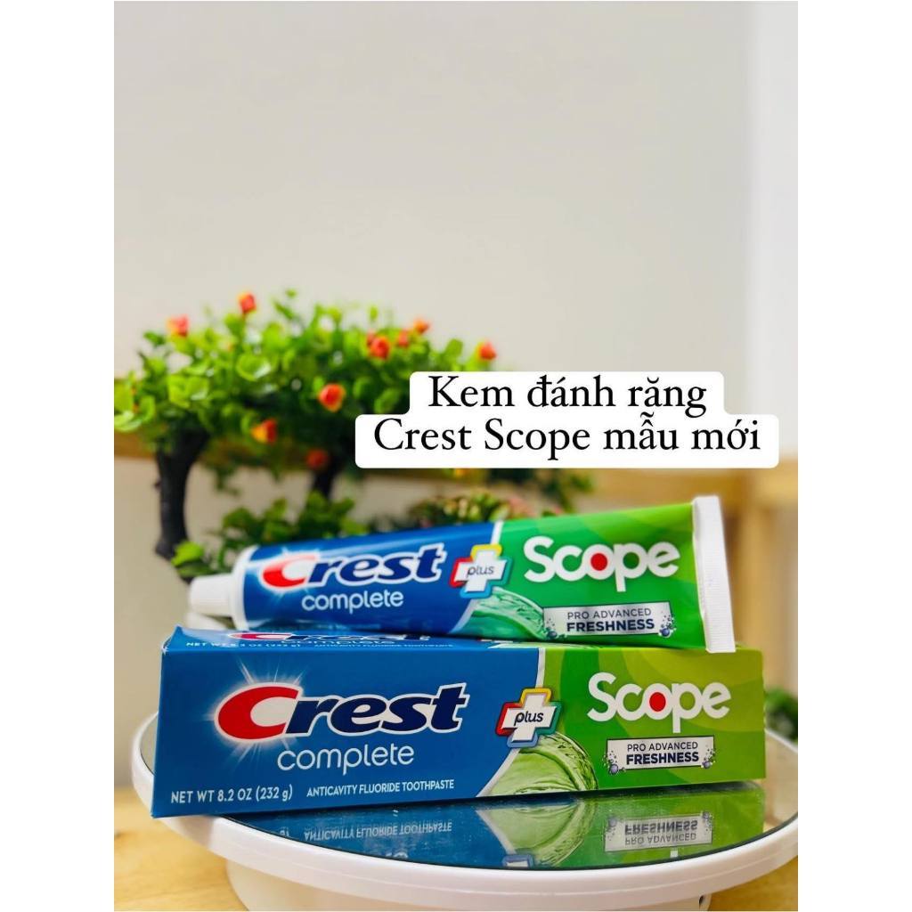 Kem Đánh Răng Crest Scope Mẫu Mới 232g, Kem Đánh Răng Phiên Bản Mới Trắng Răng Hơn 35% Crest