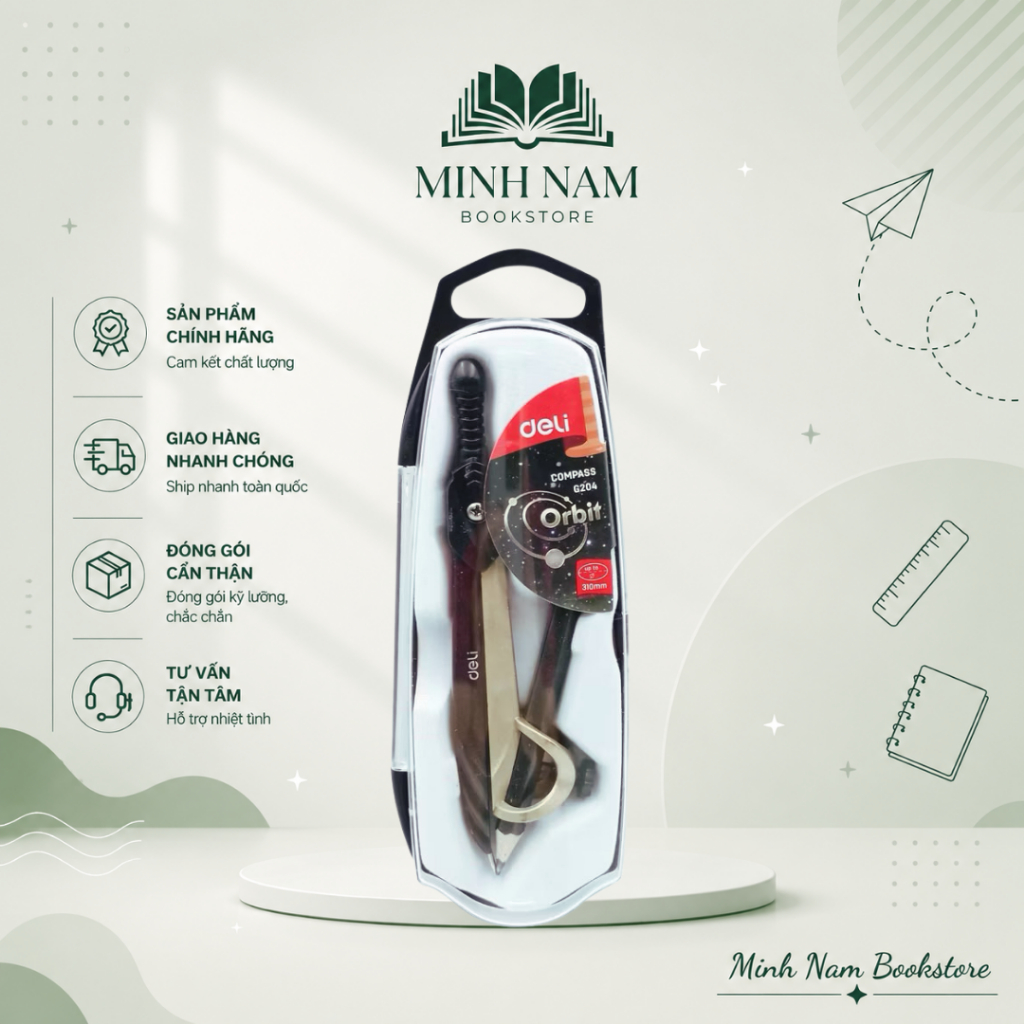 (Combo 1/2/3 Cái) Compa Sắt Kèm Bút Chì Gỗ Deli EG20402 - Minh Nam Bookstore