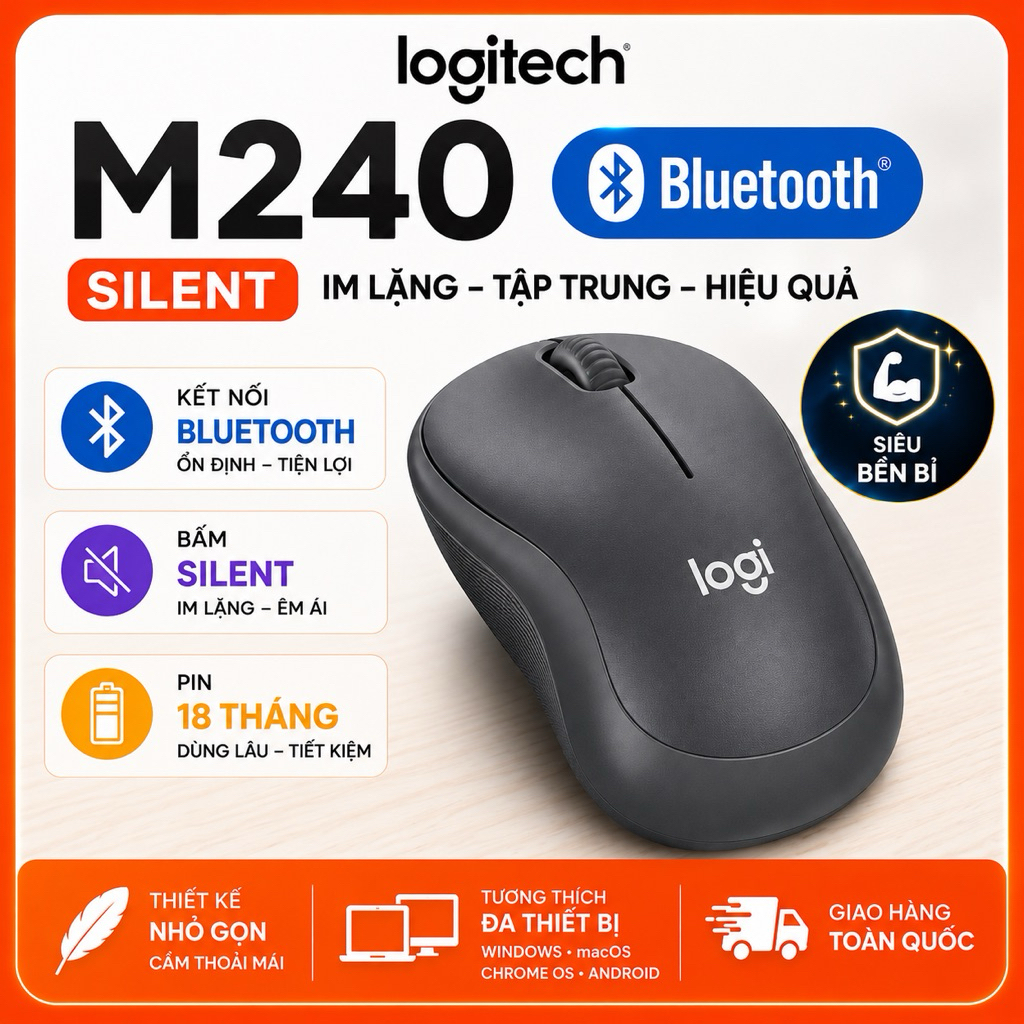 Chuột Logitech M240 Bluetooth Silent im lặng - Chính hãng