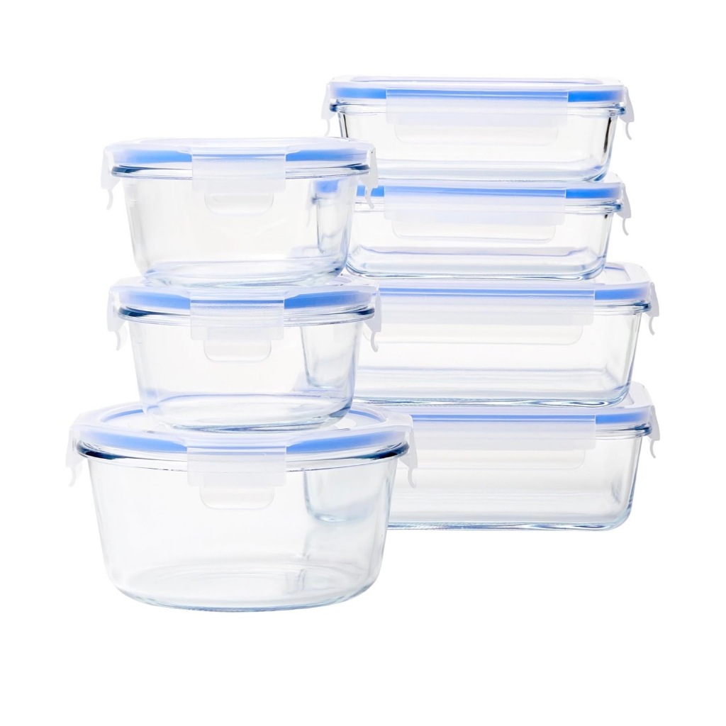 Bộ Hộp Thủy Tinh Amazon Basics 14 Món – Thủy Tinh Borosilicate