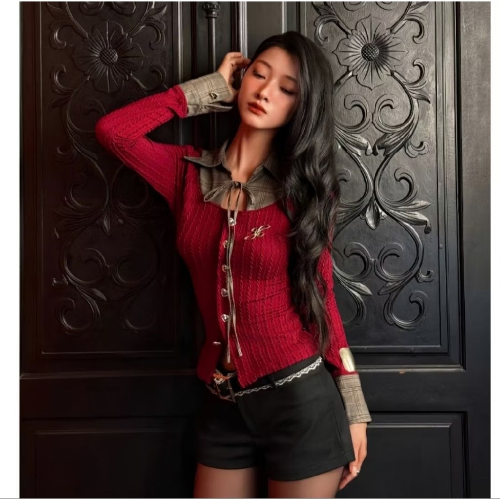 Áo cardigan nữ phối cổ sơmi AiAi.